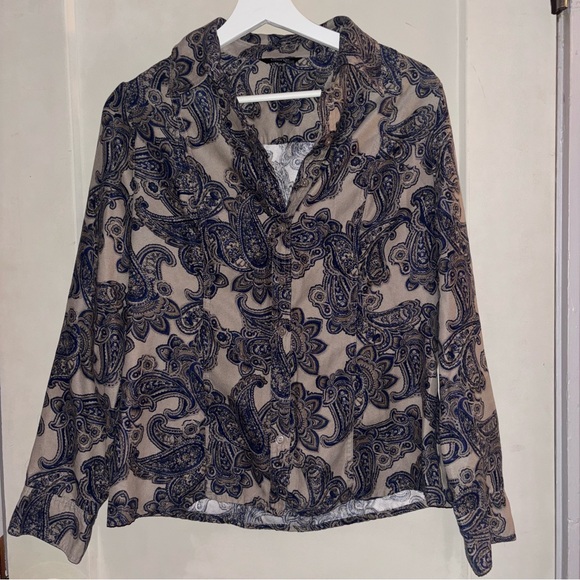 George Tops - Paisley Suede Long Sleeve Shirt